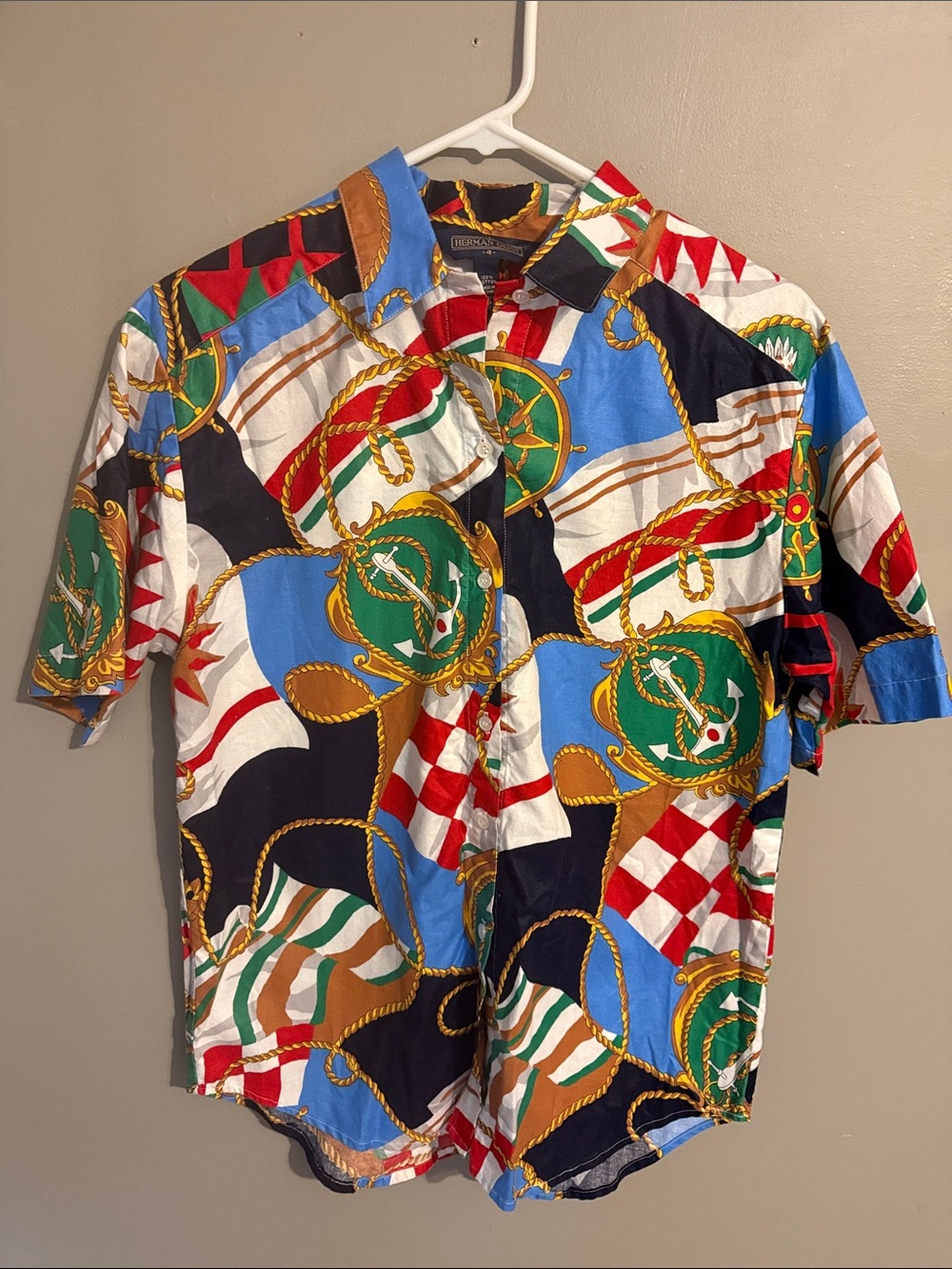 Vintage Herman Geist nautical button down short.  Size 4.